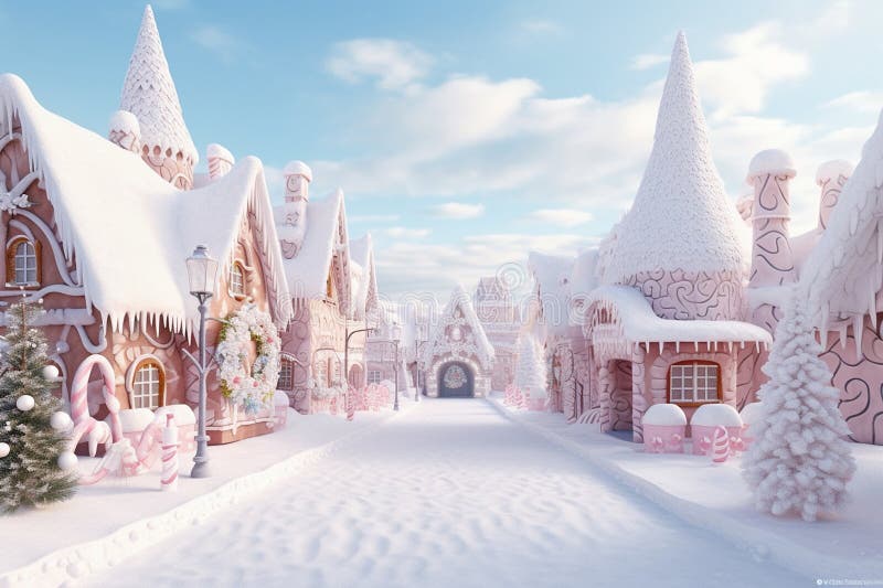 Magic winter town. image vector illustration.
