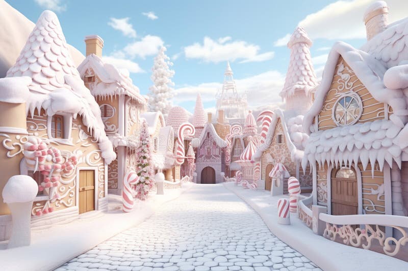 Magic winter town. image vector illustration.