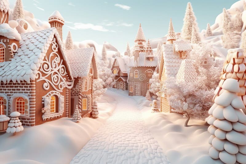 Magic winter town. image royalty free illustration.
