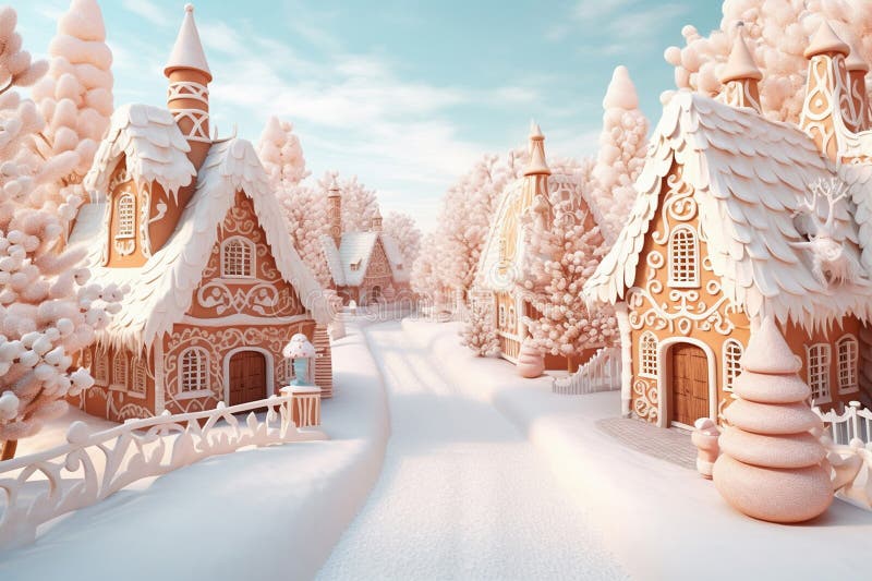 Magic winter town. image stock illustration.