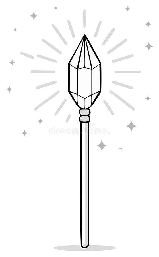 Magical Crystal Staff with Stars Illustration royalty free illustration