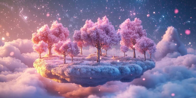 A Magical Floating Island Covered in CottonLike Clouds for Fantasy Dreamlike Escape or Surreal WonderA Magical Floating Island royalty free illustration