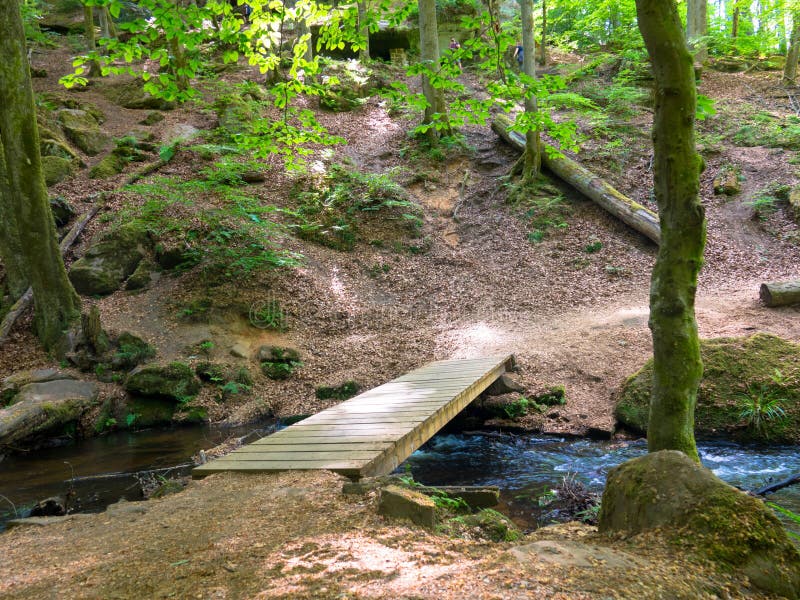 Hiking Trail with Wooden Footbridge, Wild and Romantic Karlstal Gorge ...
