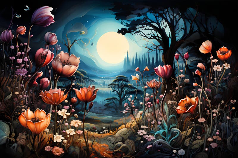 In a magical land of dreams, a captivating colorful background blooms amidst a secret garden