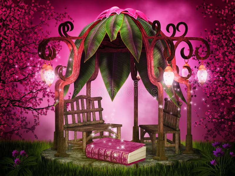 Magical reading place stock illustration. Image of flowers - 48380904