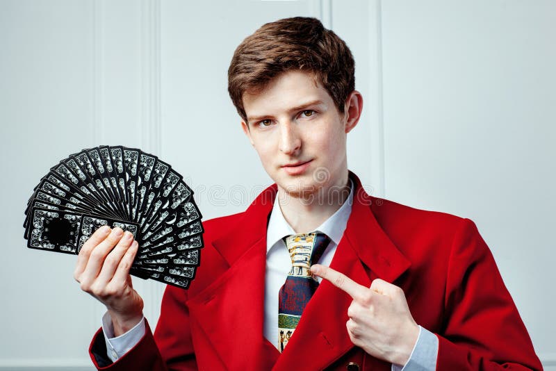 Magician with cards. stock image. Image of person, casino 96866815