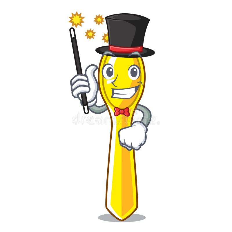 Magiciană lingură de plastic izolată pe mascotă royalty free illustration
