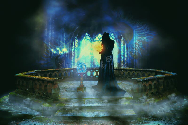 Magicien dans un royaume magique illustration de vecteur Magicien dans un royaume magique illustration de vecteur