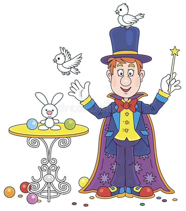 Magicien Avec La Baguette Magique Illustration de Vecteur - Illustration du  blanc, magie: 5185186