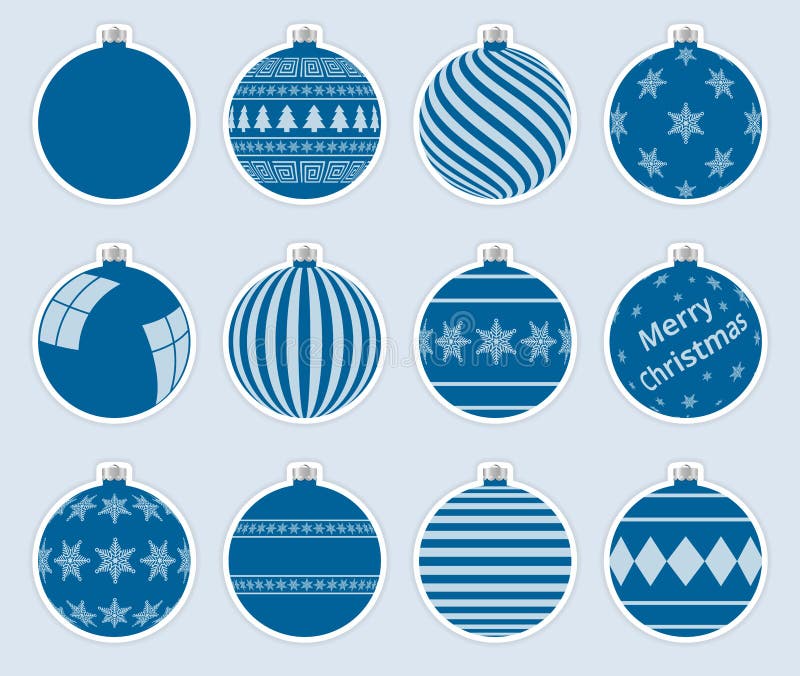 Magic, light navy christmas balls stickers isolated on gray background. High quality vector set of christmas baubles. Magic, light navy christmas balls stickers isolated on gray background. High quality vector set of christmas baubles.