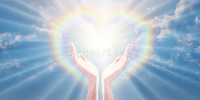 Magische Liebe Heilung universelle Energie, Regenbogenherz Hände