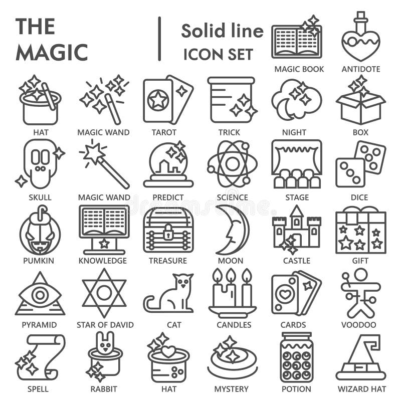 Magische Linie UNTERZEICHNETER Ikonensatz, Fantasiesymbole Sammlung, Vektorskizzen, Logoillustrationen, Zaubererzeichen linear lizenzfreie abbildung Magische Linie UNTERZEICHNETER Ikonensatz, Fantasiesymbole Sammlung, Vektorskizzen, Logoillustrationen, Zaubererzeichen linear lizenzfreie abbildung