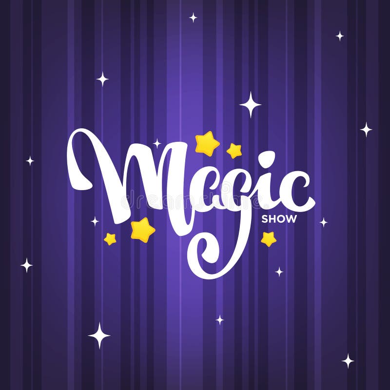 Magische Show, letteing Zusammensetzung auf magischem Hintergrund für Ihr lo