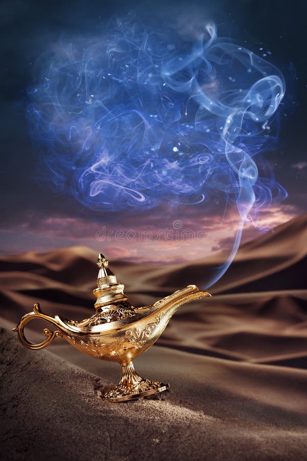 Magischen Aladdins Geistlampe auf einer Wüste