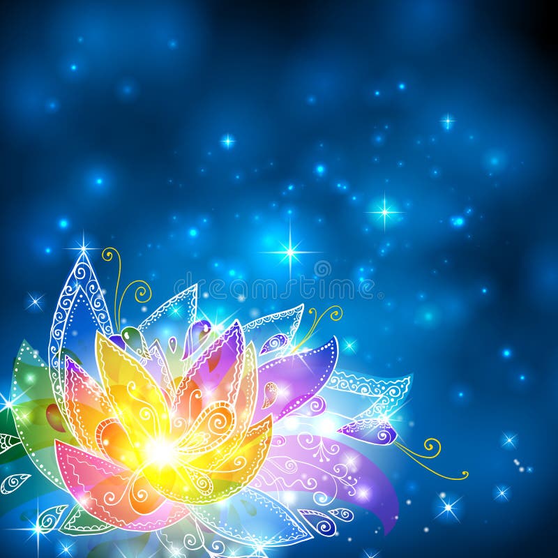 Magischer glänzender Regenbogen färbt geheime Blume stock abbildung Magischer glänzender Regenbogen färbt geheime Blume stock abbildung