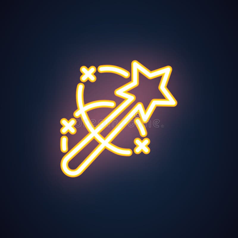 Magischer NeonStab Ikone der Zauberkünstlershow, Leistung, Partei, Unterhaltungsereignis Schnittstellen-, Einstellungs- und Spiel vektor abbildung Magischer NeonStab Ikone der Zauberkünstlershow, Leistung, Partei, Unterhaltungsereignis Schnittstellen-, Einstellungs- und Spiel vektor abbildung
