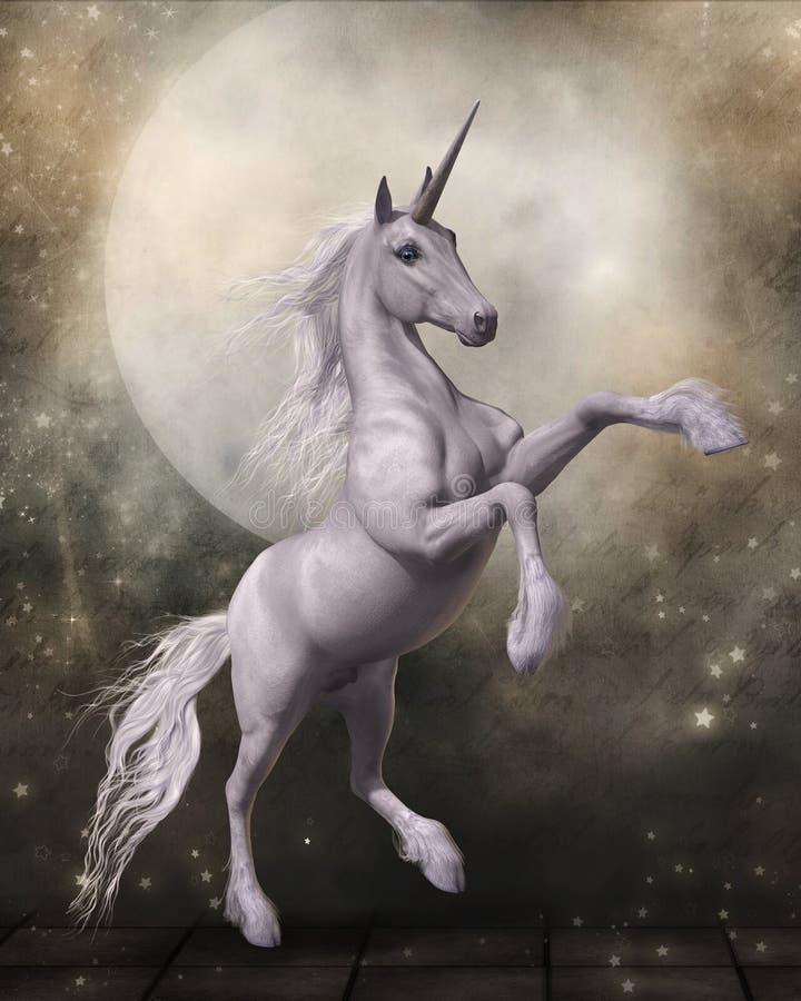 Magisches Einhorn mit Märchen-Mond stock abbildung Magisches Einhorn mit Märchen-Mond stock abbildung