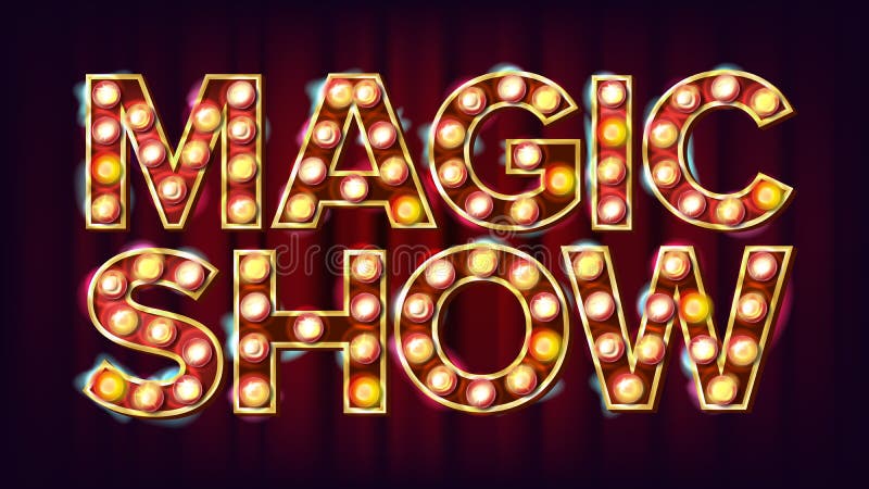 Magisk vektor för showbanertecken För design för händelser för konstfestival Glödande beståndsdel för cirkus 3D Idérik illustrati vektor illustrationer Magisk vektor för showbanertecken För design för händelser för konstfestival Glödande beståndsdel för cirkus 3D Idérik illustrati vektor illustrationer
