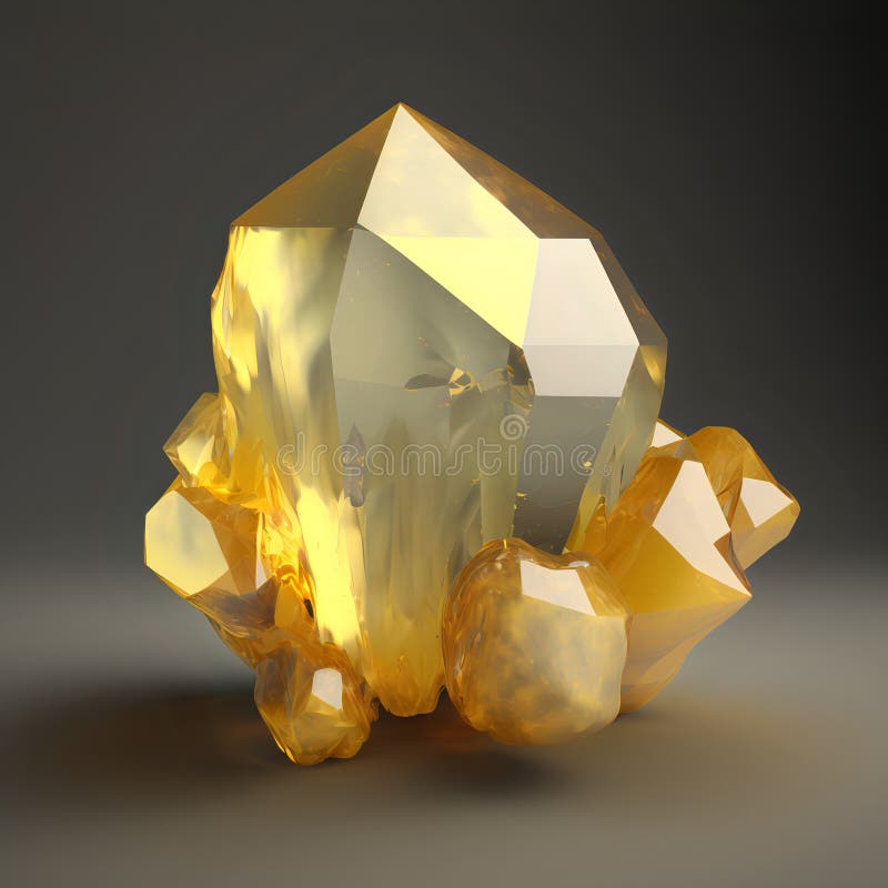 Magiskt mineralcitrin. gul gemstone. glödande gemsten vektor illustrationer