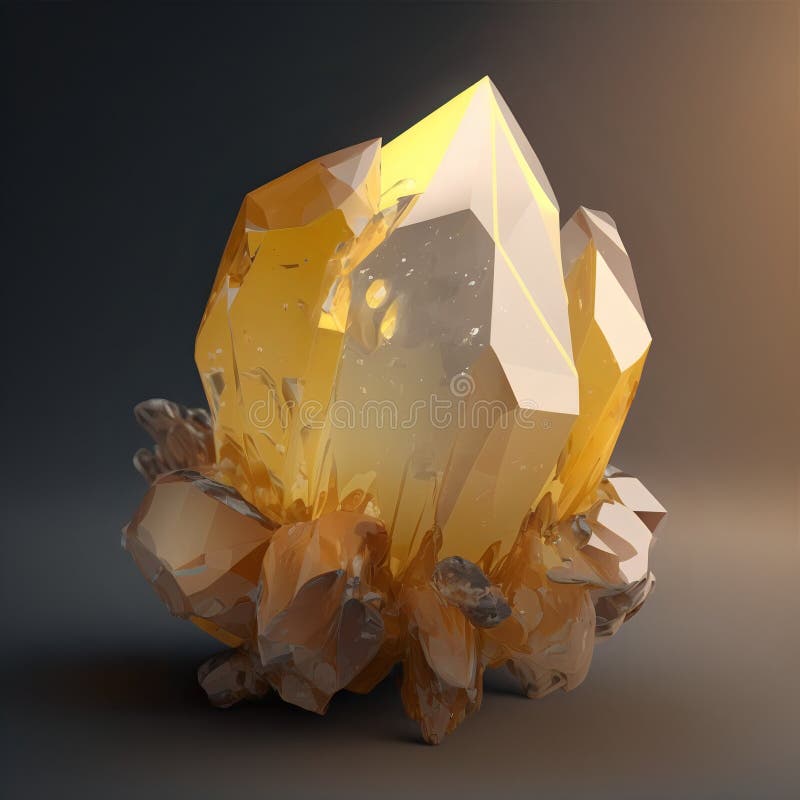 Magiskt mineralcitrin. gul gemstone. glödande gemsten royaltyfri illustrationer