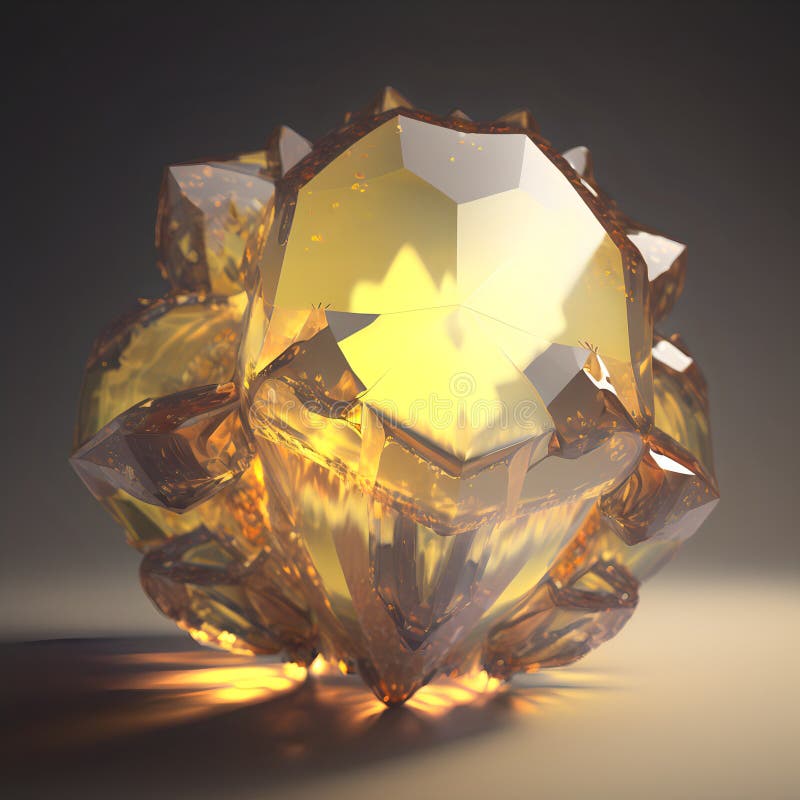 Magiskt mineralcitrin. gul gemstone. glödande gemsten stock illustrationer