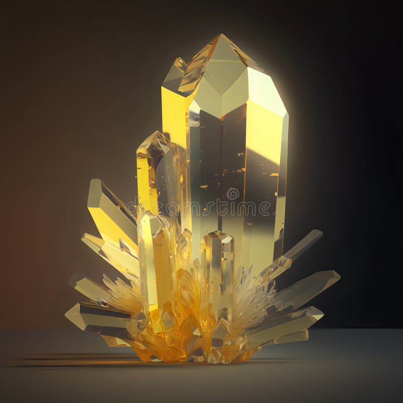 Magiskt mineralcitrin. gul gemstone. glödande gemsten stock illustrationer
