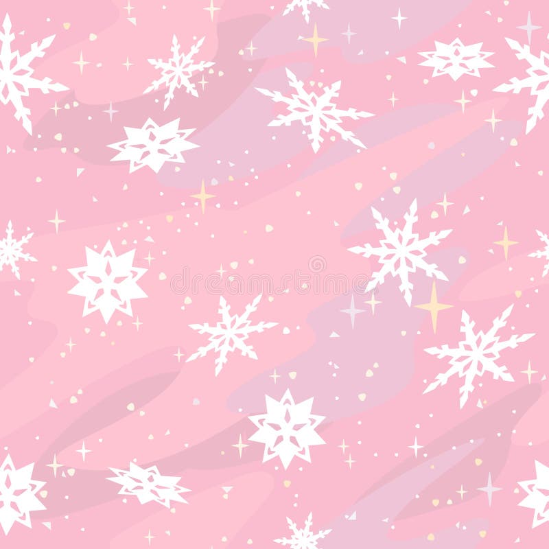 Magiskt moussera snöfall för modell i en pastellfärgad mjuk rosa himmel vektor illustrationer