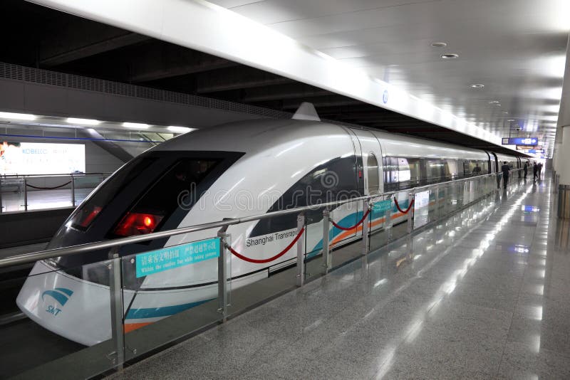Maglevtrein in Shanghai, China stock foto