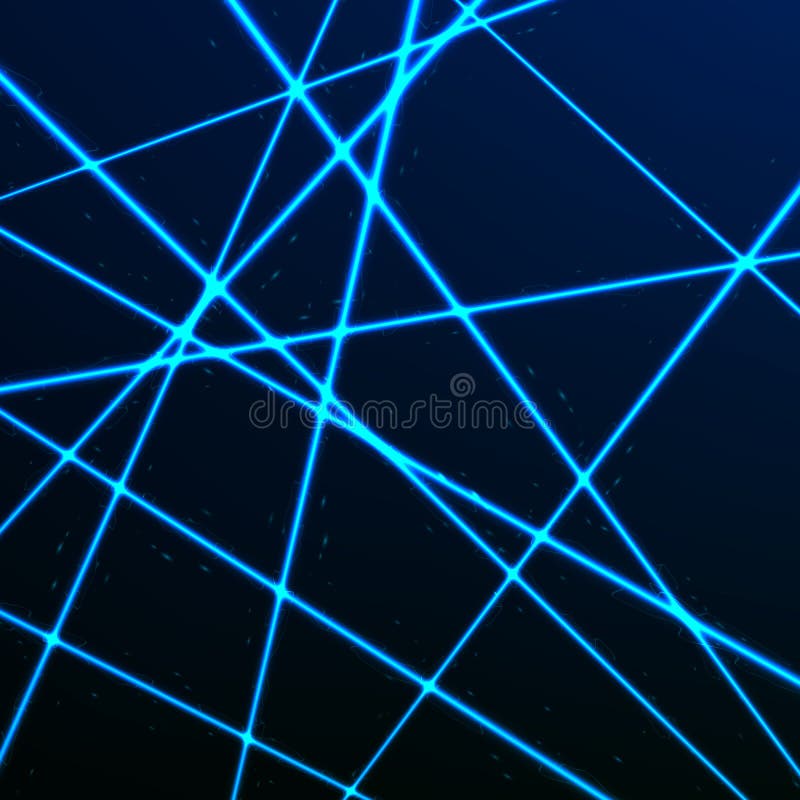 Maglia casuale del laser Fasci del blu di sicurezza Illustrazione di vettore isolata su fondo scuro
