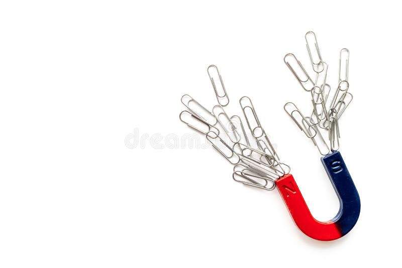 Magnet with Paper Clips. Office Supplies Top View Stock Photo - Image of  iron, paperclip: 221386484