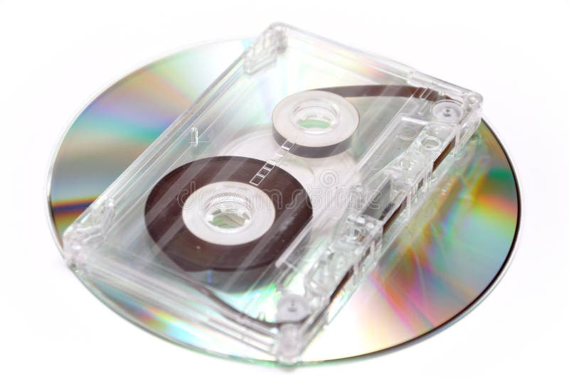 Magnetband für Tonaufzeichnungenkassette und digitale Digitalschallplatte stockfotografie Magnetband für Tonaufzeichnungenkassette und digitale Digitalschallplatte stockfotografie