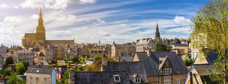 The magnificent old city of Dinan. Concept of Europe travel, sightseeing and tourism. Brittany (Bretagne), France stock photography The magnificent old city of Dinan. Concept of Europe travel, sightseeing and tourism. Brittany (Bretagne), France stock photography