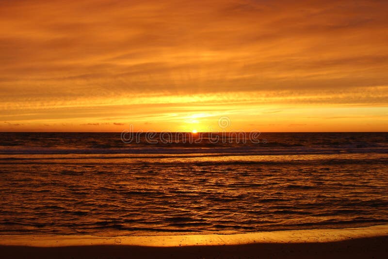 Magnificent Sunset the Beach of Lokken, Jutland, Denmark. Stock Image - Image of nature, light: 140369361