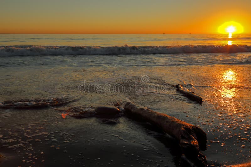 A Magnificent Sunset at El Capitan State Beach, California Stock Photo