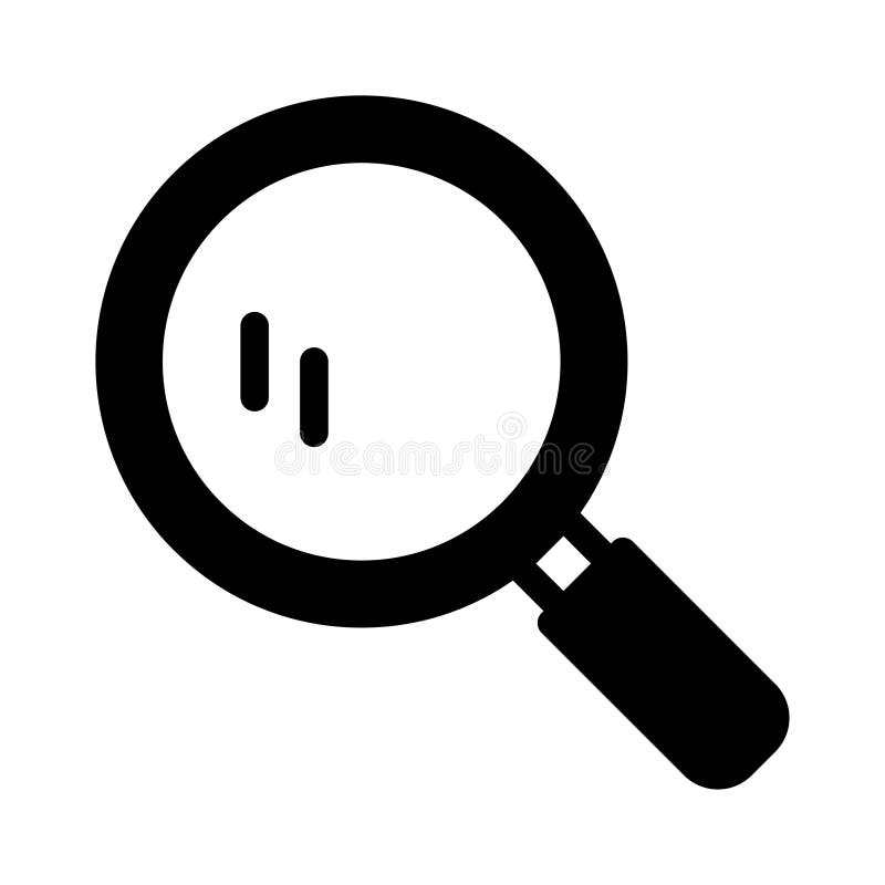 Magnifier glyph flat vector icon stock illustration.
