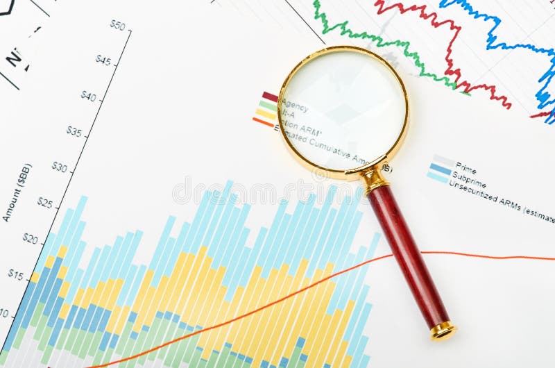 Diagram magnifier stock photo. Image of financial, measuring - 6219118