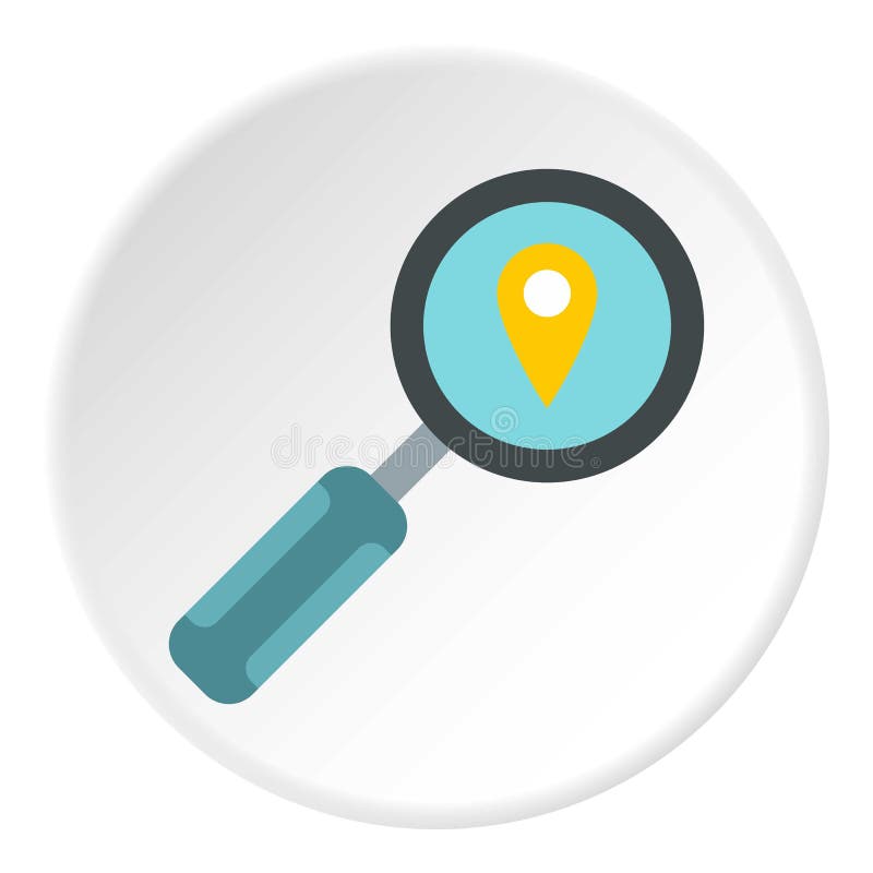 Magnifier met het pictogram van tekengps, vlakke stijl vector illustratie Magnifier met het pictogram van tekengps, vlakke stijl vector illustratie