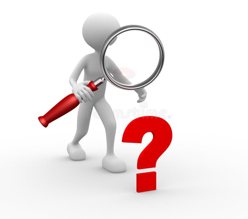 Magnifier and question mark royalty free illustration