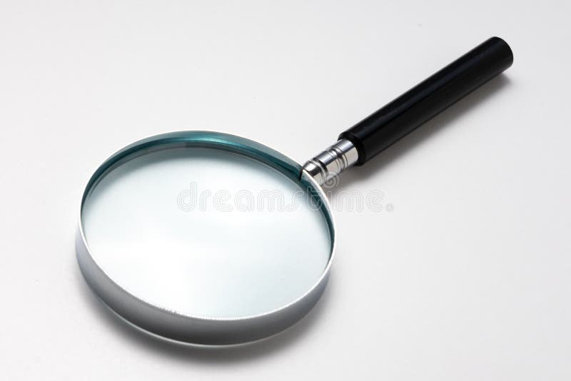 Magnifying Glass with Black Handle on a White Background Stock Photo