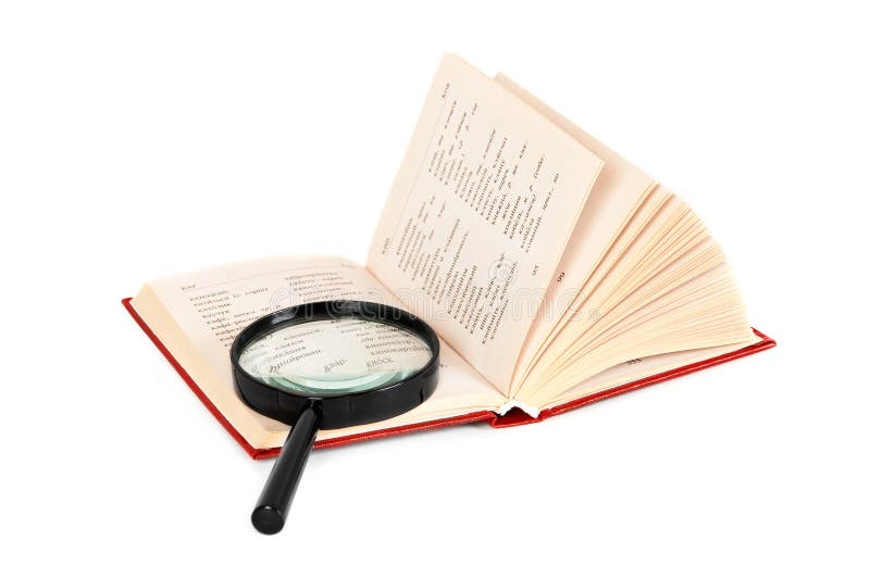 Magnifying glass and book