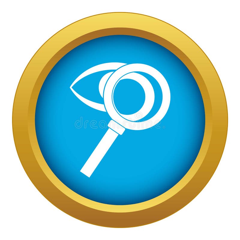 Magnifying Glass with Eye Icon Blue Vector Isolated Stock Vector