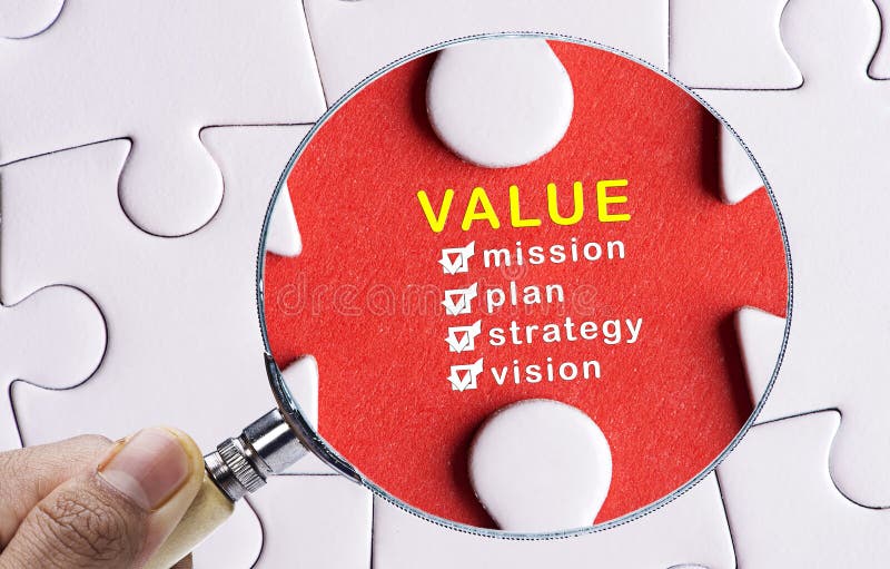 Magnifying glass focusing on Value royalty free stock photo