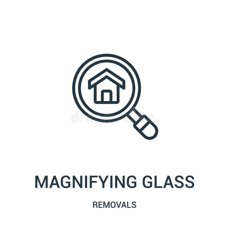 Magnifying glass icon vector from removals collection. Thin line magnifying glass outline icon vector illustration. Linear symbol for use on web and mobile apps, logo, print media. Removals symbol vectors