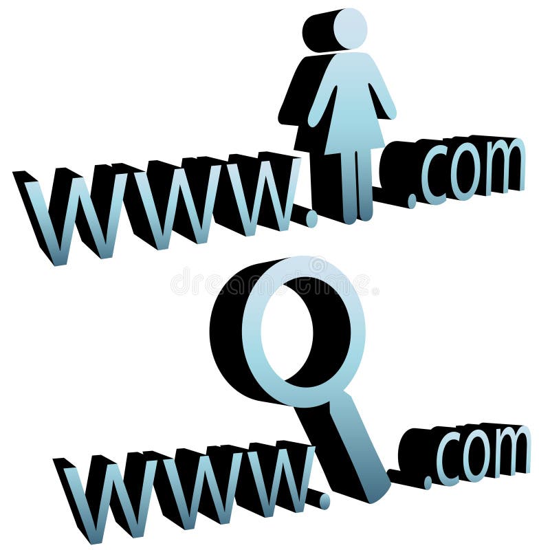 Magnifying glass search internet woman website