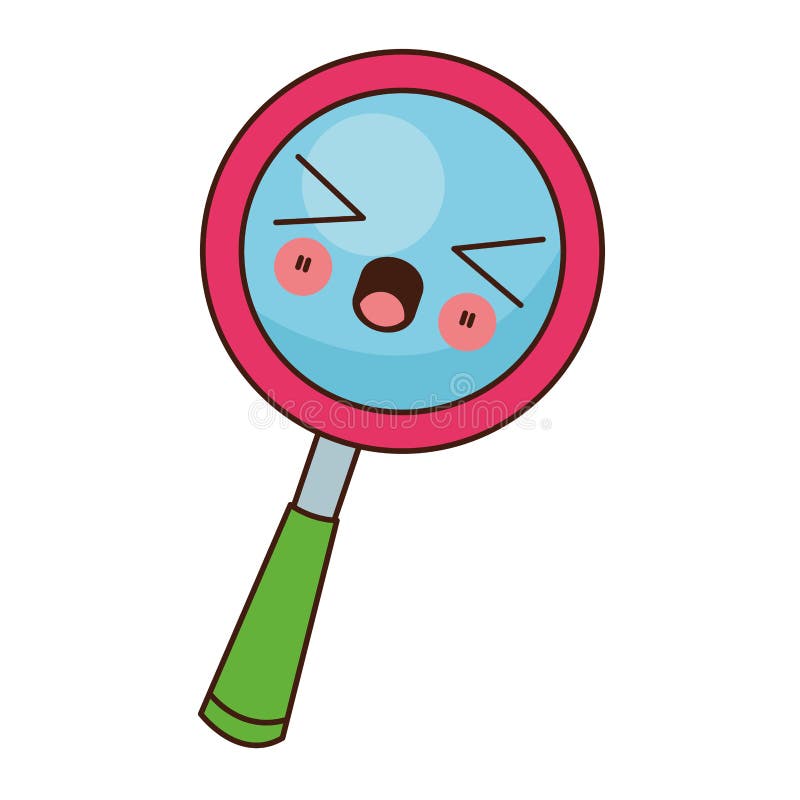 Magnifying Glass Kawaii Cartoon Stock Vector - Illustration of smile