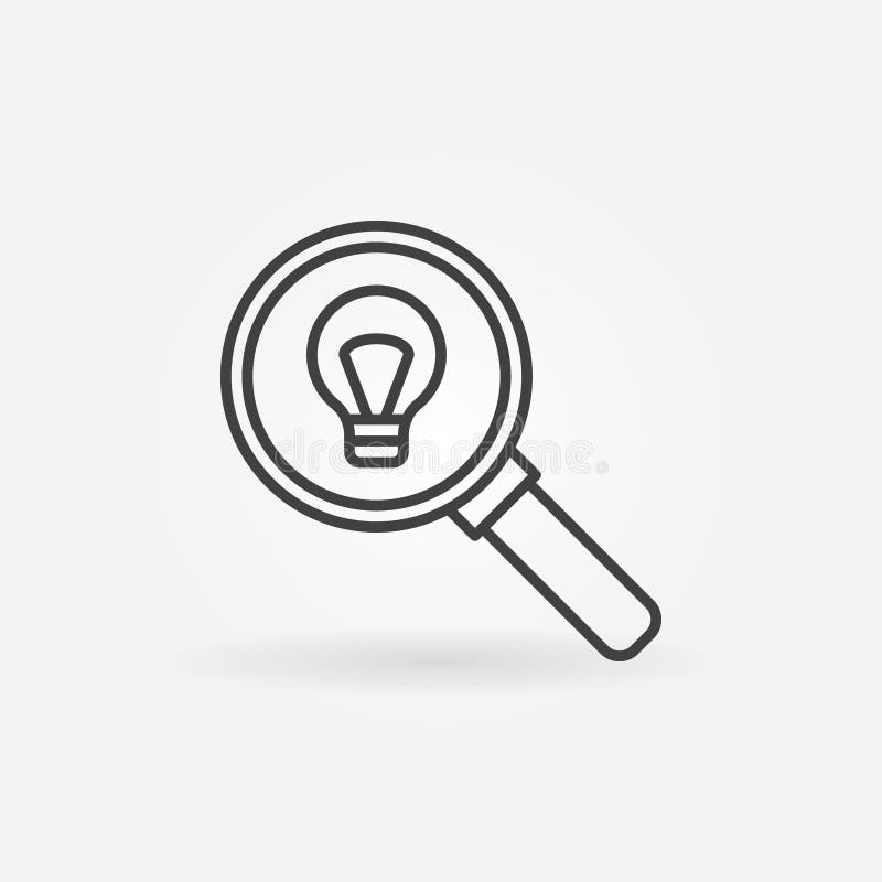 Magnifying Glass with Light Bulb Vector Concept Icon Stock Vector
