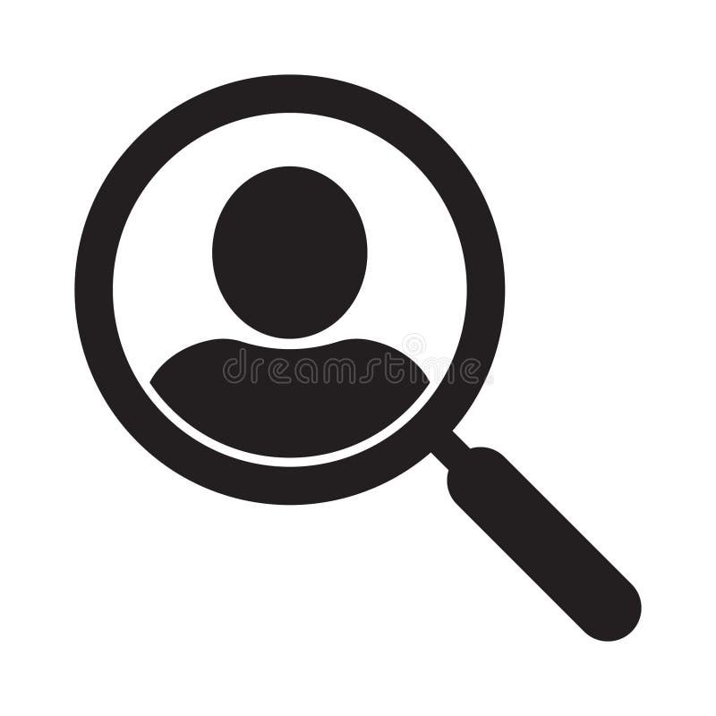 Magnifying glass icon. Magnifier symbol concept search for people to work.  Stock Vector