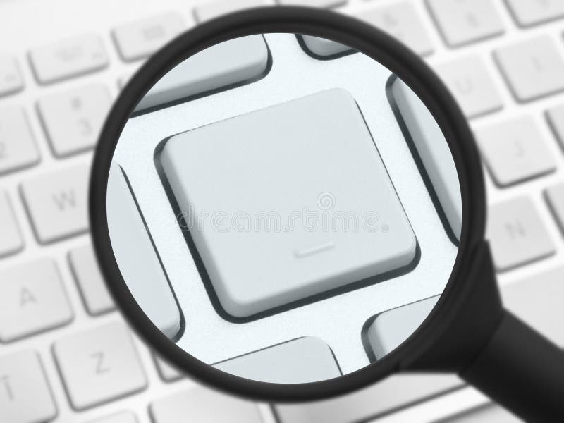 Magnifying Glass Over Computer Keyboard Stock Photo Image of