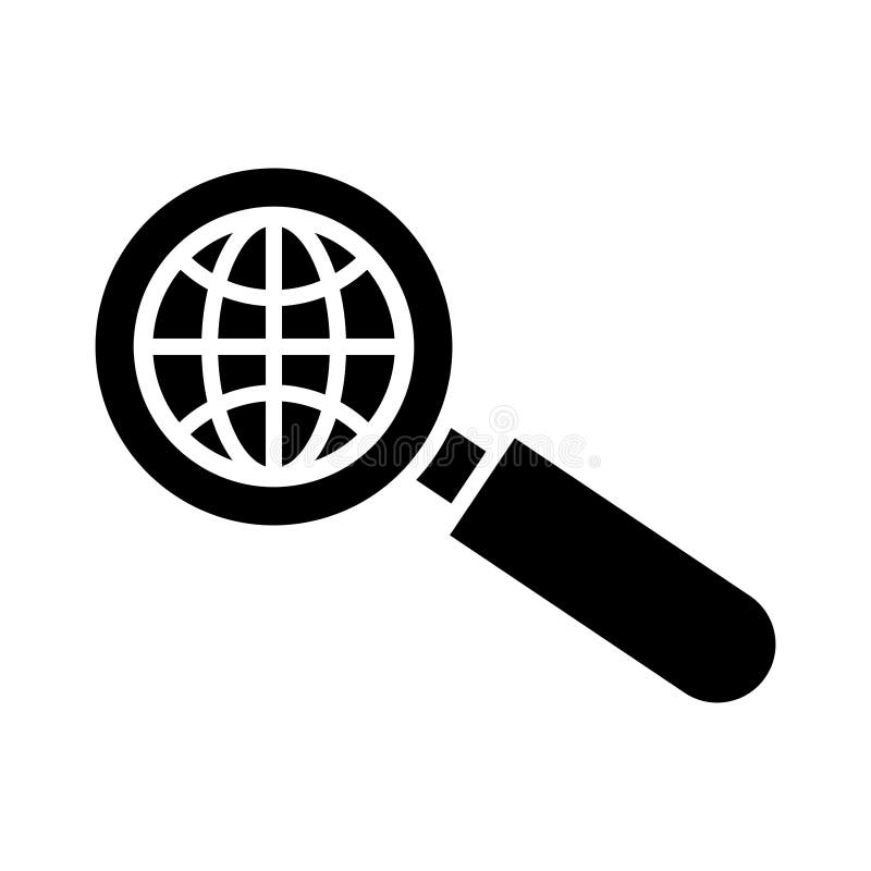 Magnifying glass with sphere browser silhouette style icon stock illustration
