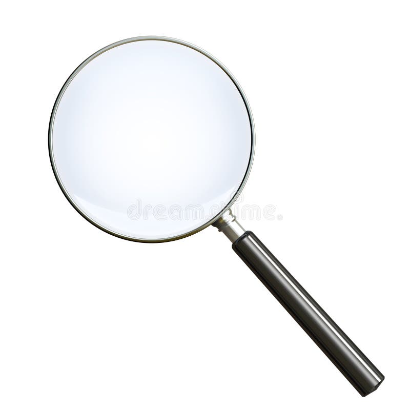 Magnifying glass on white. Clipping path included.